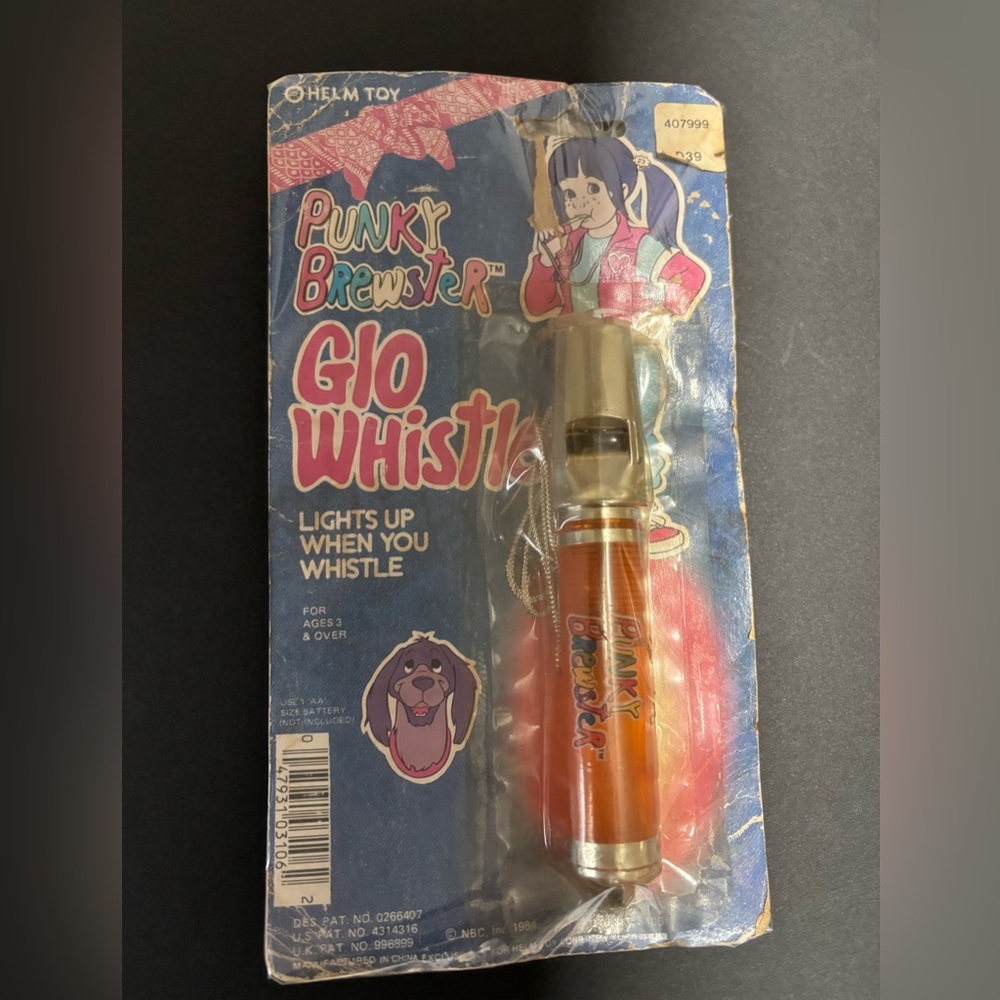Punky Brewster VINTAGE 1984 Glo Whistle Toy ( still in original packaging )